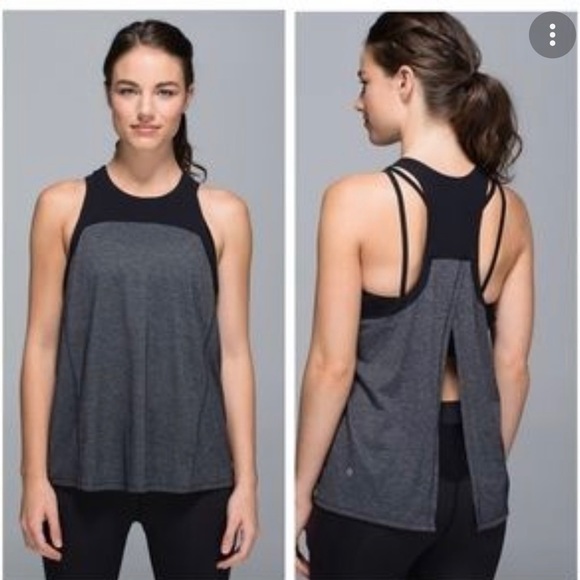 lululemon athletica Tops - Lululemon Split Back Tank - Gray/Black - 6